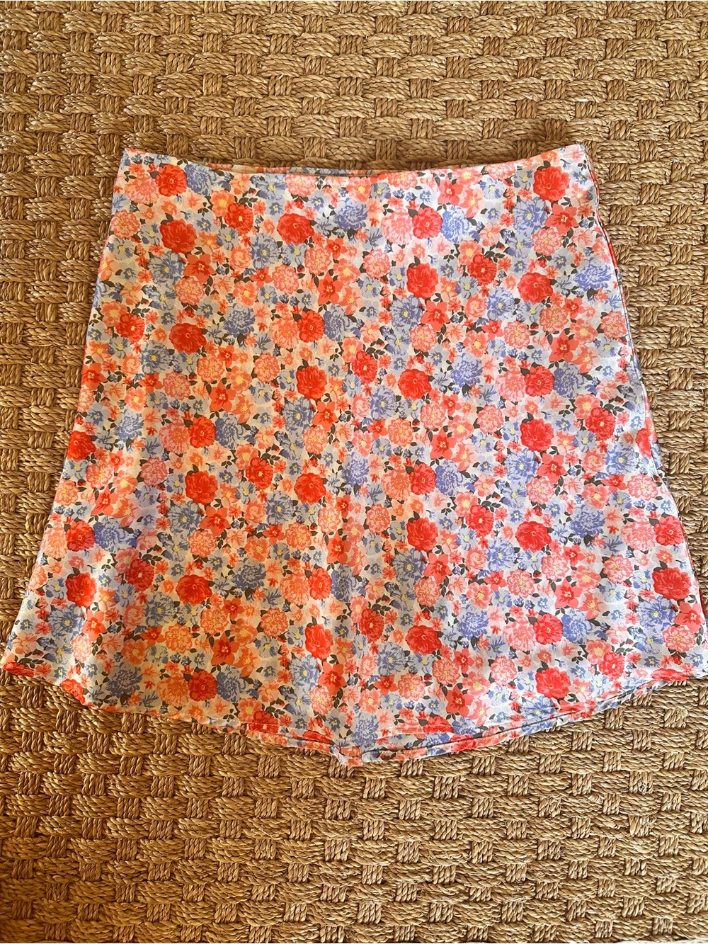No Boundaries Floral Skirt Women's Medium Juniors 7-9 Coral Blue Pull-On Stretch